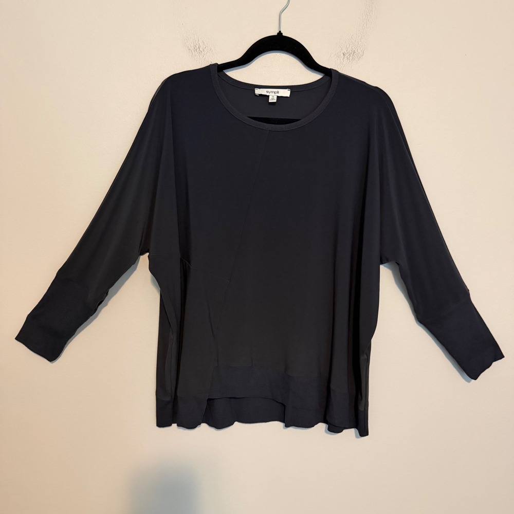 Sympli Top Womens 10 Graphite Dolman Sleeve Rib Trim Asymmetric Boxy Canada